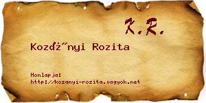 Kozányi Rozita névjegykártya